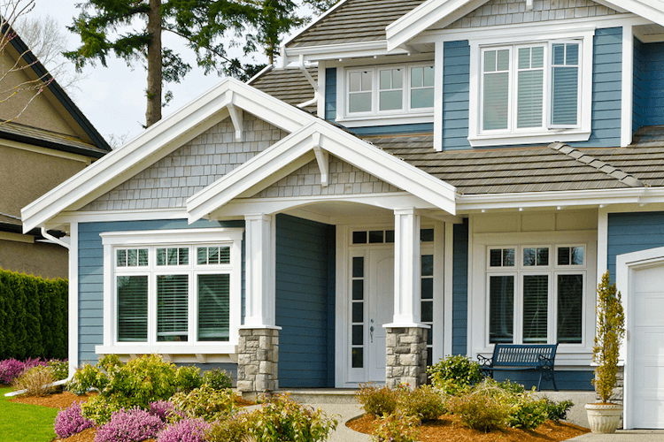 house with stylish blue siding