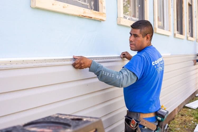 contractor in blue